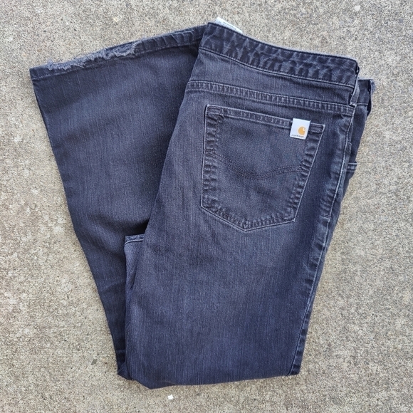 Carhartt Womens Jeans Black Stretch Original Fit Straight Leg Denim Pants Sz 16 - Picture 11 of 11